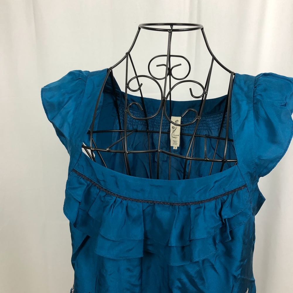Anthropologie Floreat silk embroidered top 2 - Picture 7 of 8